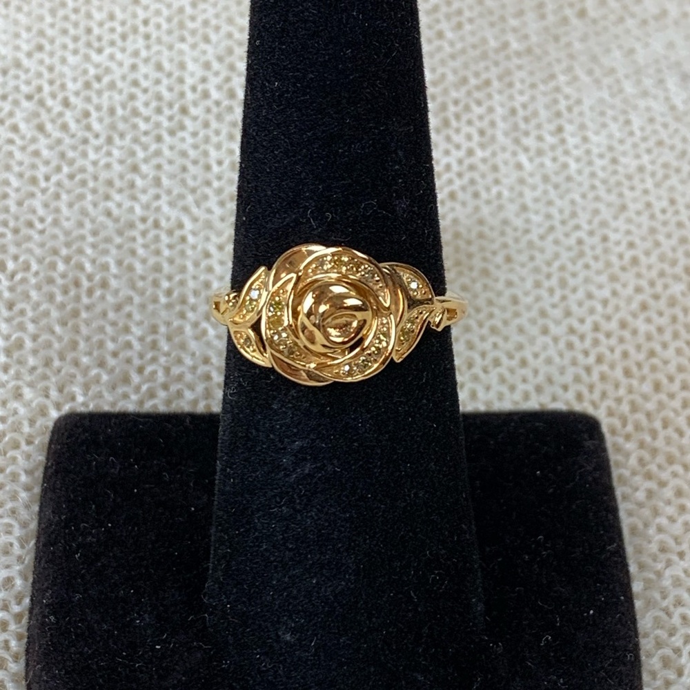 💛Genuine Yellow Diamond Rose 🌹 Ring💛